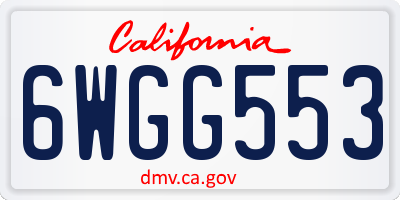 CA license plate 6WGG553
