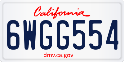 CA license plate 6WGG554