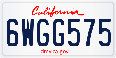 CA license plate 6WGG575