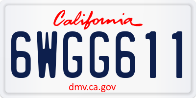 CA license plate 6WGG611