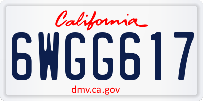 CA license plate 6WGG617