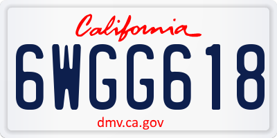 CA license plate 6WGG618
