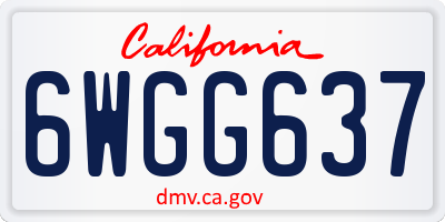 CA license plate 6WGG637