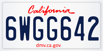 CA license plate 6WGG642