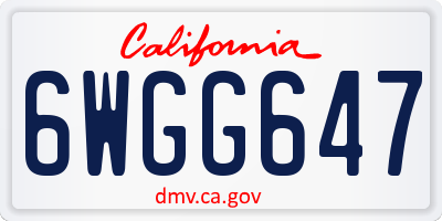 CA license plate 6WGG647