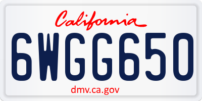 CA license plate 6WGG650