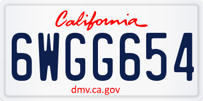 CA license plate 6WGG654