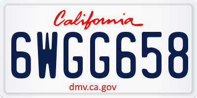 CA license plate 6WGG658