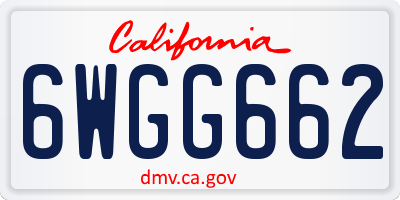 CA license plate 6WGG662