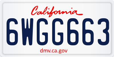 CA license plate 6WGG663