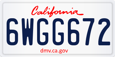 CA license plate 6WGG672