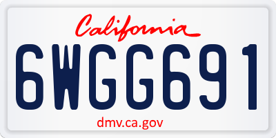 CA license plate 6WGG691
