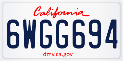 CA license plate 6WGG694