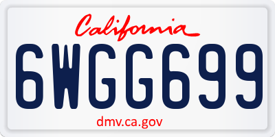 CA license plate 6WGG699