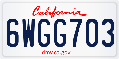 CA license plate 6WGG703
