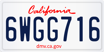 CA license plate 6WGG716