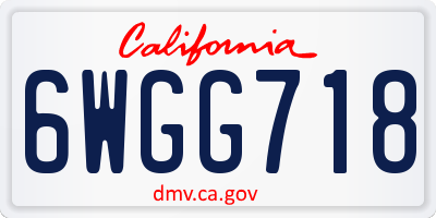 CA license plate 6WGG718