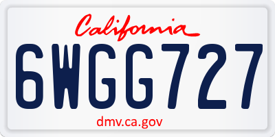 CA license plate 6WGG727