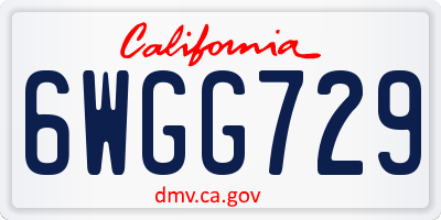 CA license plate 6WGG729