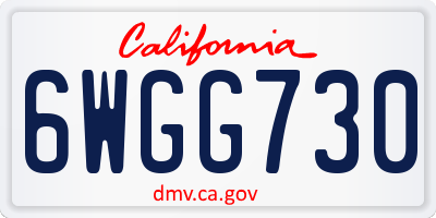 CA license plate 6WGG730