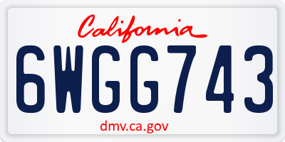 CA license plate 6WGG743