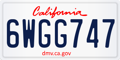 CA license plate 6WGG747