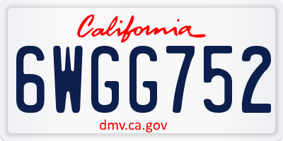 CA license plate 6WGG752