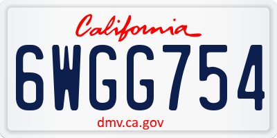 CA license plate 6WGG754
