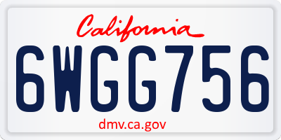 CA license plate 6WGG756