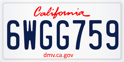 CA license plate 6WGG759