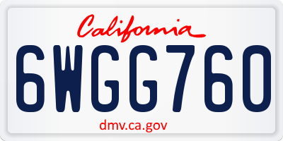 CA license plate 6WGG760