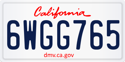 CA license plate 6WGG765