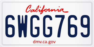 CA license plate 6WGG769