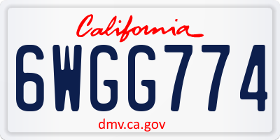 CA license plate 6WGG774
