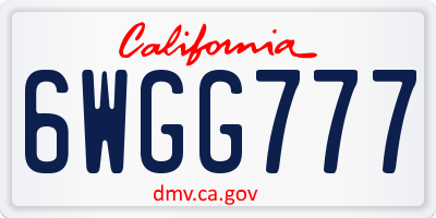 CA license plate 6WGG777