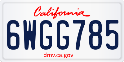 CA license plate 6WGG785