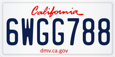 CA license plate 6WGG788