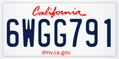 CA license plate 6WGG791