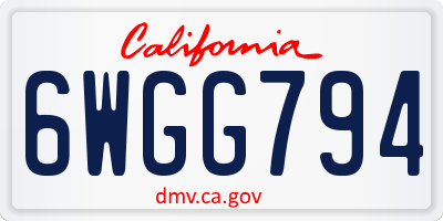 CA license plate 6WGG794