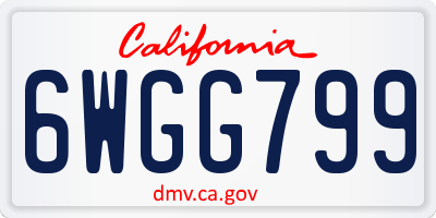 CA license plate 6WGG799
