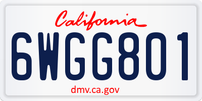 CA license plate 6WGG801