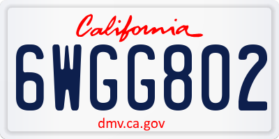 CA license plate 6WGG802