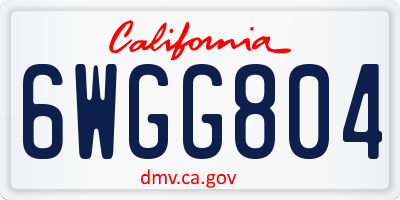 CA license plate 6WGG804