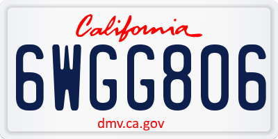 CA license plate 6WGG806
