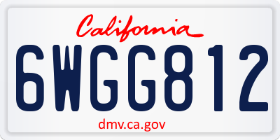 CA license plate 6WGG812