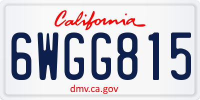 CA license plate 6WGG815