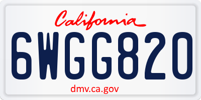 CA license plate 6WGG820