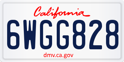 CA license plate 6WGG828