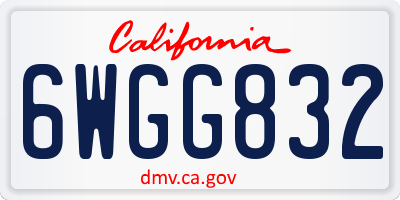 CA license plate 6WGG832