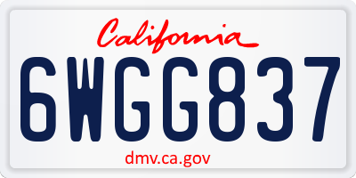 CA license plate 6WGG837